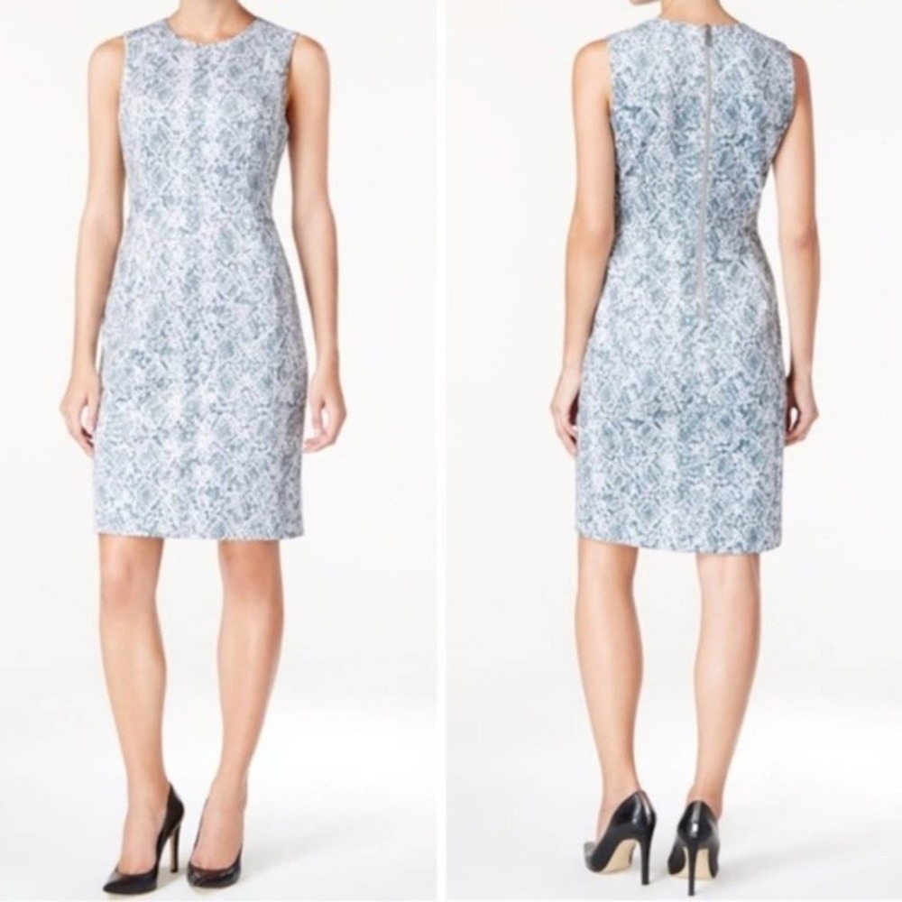 Calvin Klein Dress Womens 10 Gray Animal Print Faux Suede Sleeveless Sheath - Picture 12 of 12